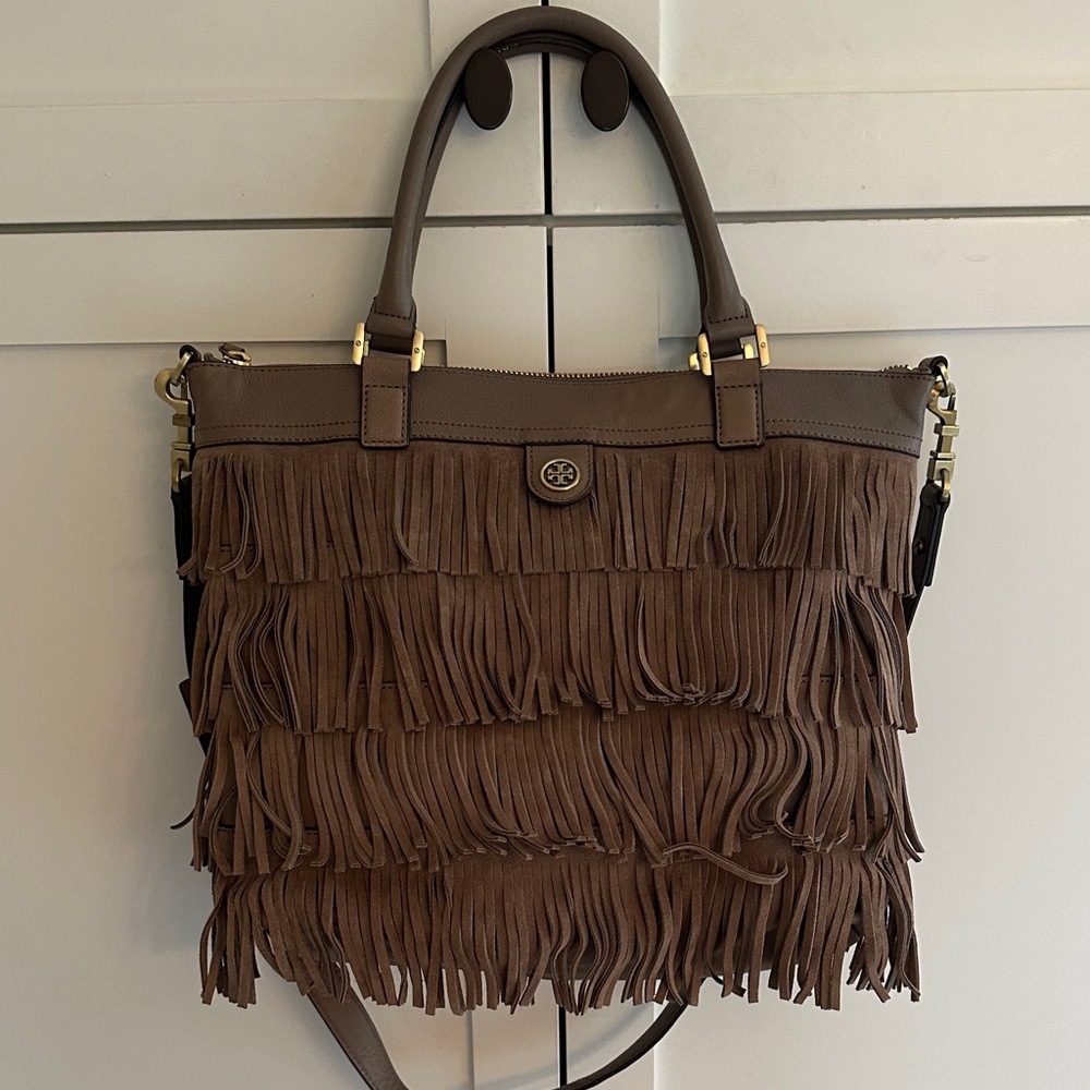 TORY BURCH MILLIE SUEDE FRINGE TOTE-NWOT